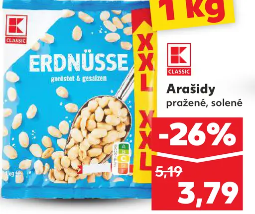 K-Classic arašidy pražené, solené