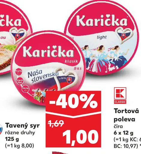Karička Tavený syr rôzne druhy