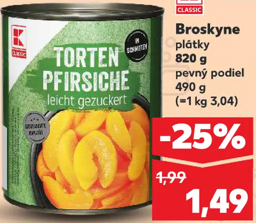 K-Classic Broskyne plátky ľahko sladené