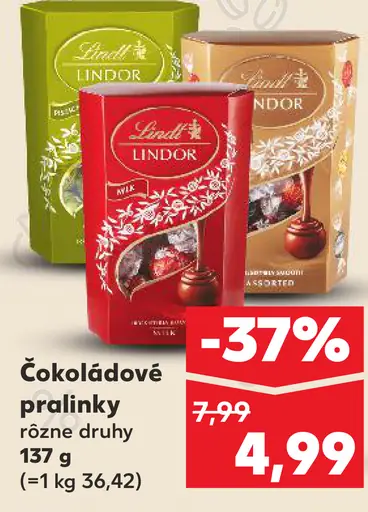 Lindt Lindor čokoládové pralinky v dóze