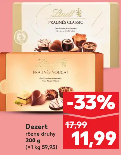 Lindt Pralinés Classic dezert