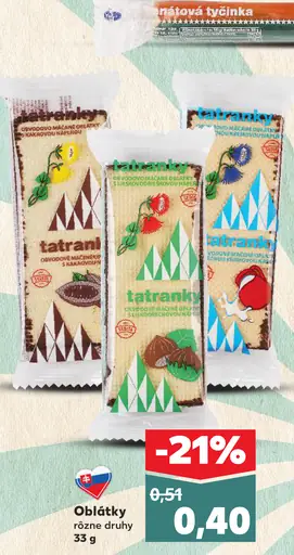 Tatraná aromatizované oplátky rôzne druhy