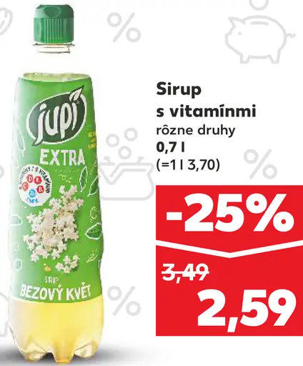 Jupí Extra sirup s vitamínmi rôzne druhy