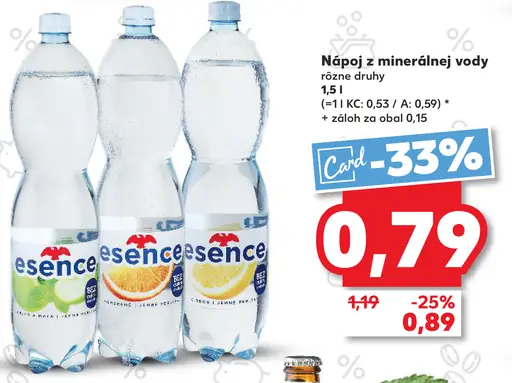 Esence nápoj z minerálnej vody rôzne druhy