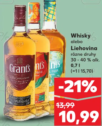 Grant's whisky alebo liehovina rôzne druhy
