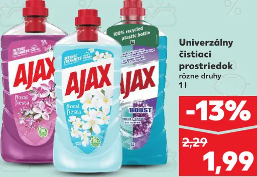 Ajax univerzálny čistiaci prostriedok rôzne druhy