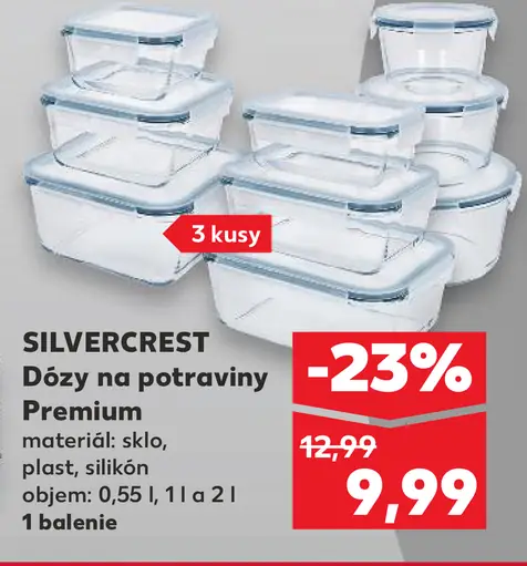 Silvercrest dózy na potraviny Premium sklo
