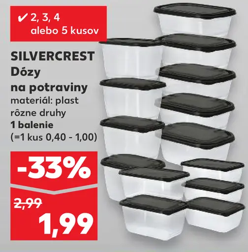 Silvercrest dózy na potraviny plast