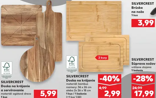 Silvercrest doska na krájanie bambus