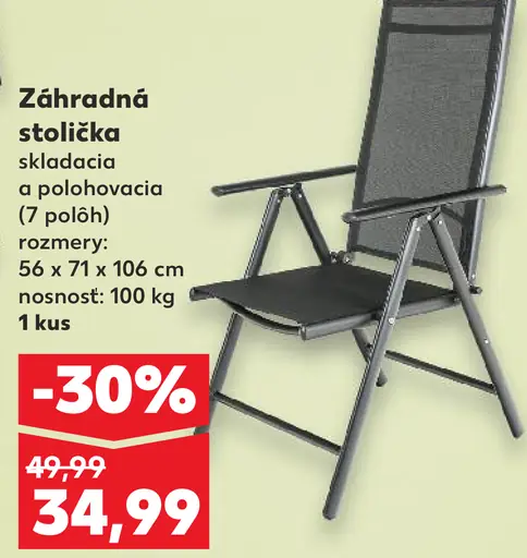 Záhradná stolička skladacia a polohovacia