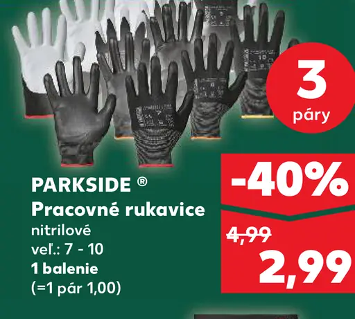 Parkside pánske pracovné rukavice nitrilové