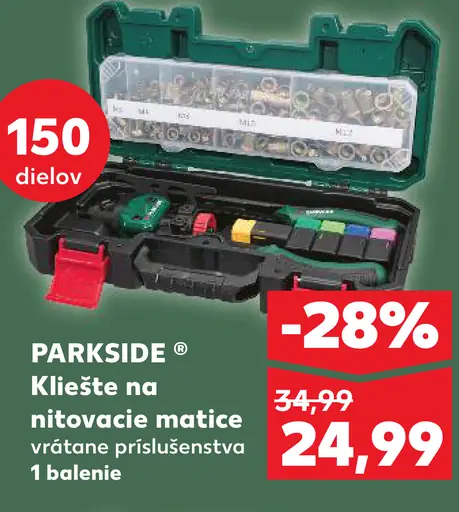 Parkside kliešte na nitovacie matice s príslušenstvom