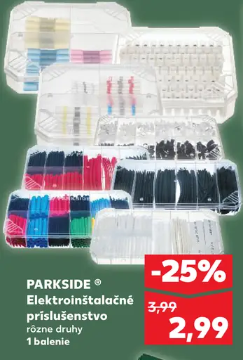 Parkside elektroinštalačné príslušenstvo rôzne druhy