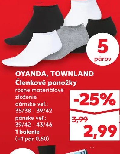 Oyanda, Townland Členkové ponožky dámske