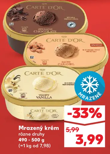 Carte d'Or mrazený krém rôzne druhy