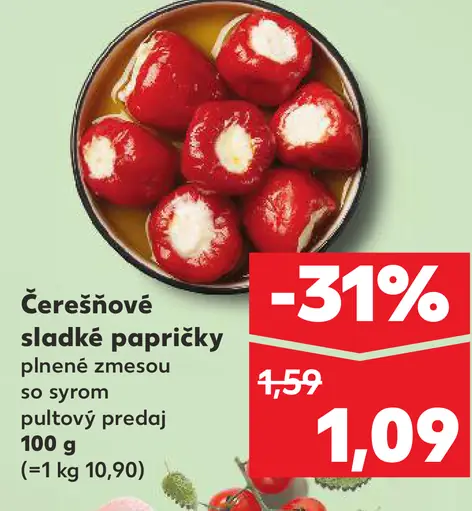 Čerešňové sladké papričky plnené zmesou so syrom