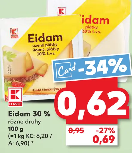 K-Classic Eidam 45% plátky