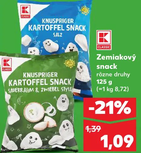 K-Classic Knuspriger Kartoffel Snack slaný zemiakový snack rôzne druhy