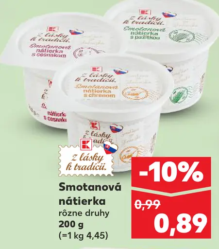K-Classic smotanová nátierka rôzne druhy