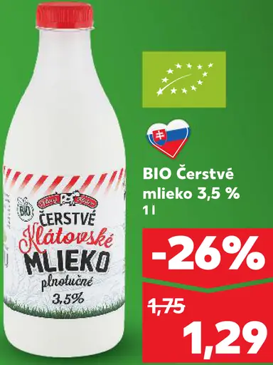Bio čerstvé Klatovské mlieko plnotučné 3,5 %