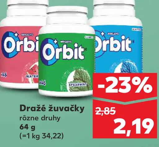 Orbit žuvačky, rôzne druhy