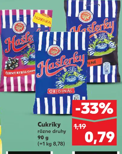 Hašlerky cukríky rôzne druhy