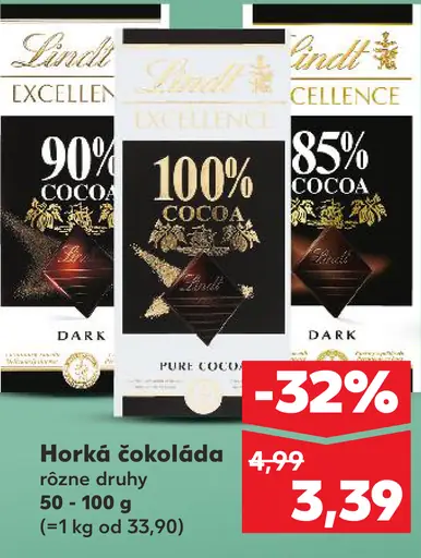 Lindt Excellence horká čokoláda rôzne druhy