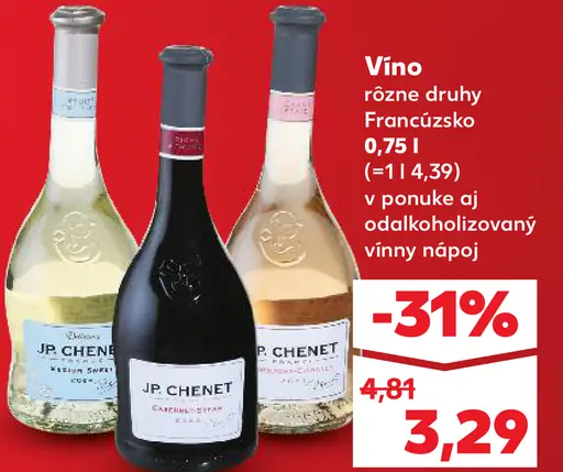 J.P. Chenet víno rôzne druhy Francúzsko