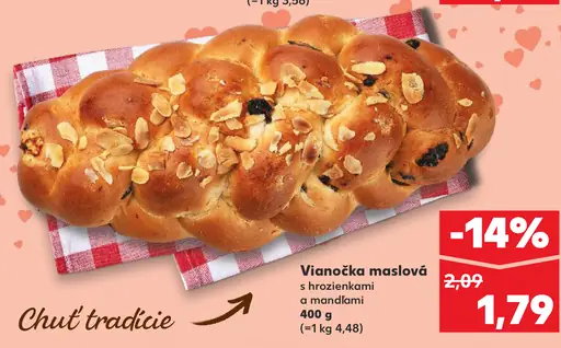 Vianočka maslová s hrozienkami a mandľami