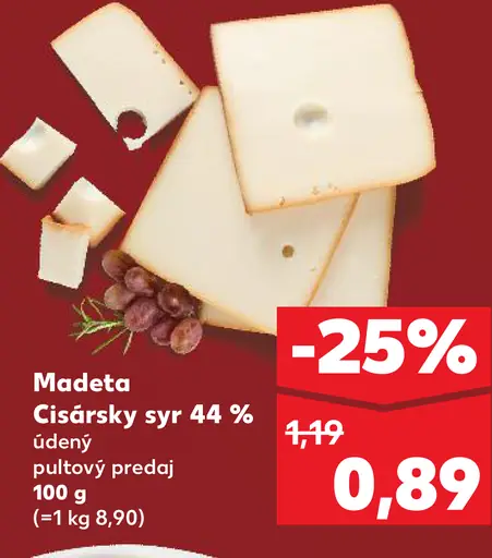 Madeta Císařský syr 44 % plátky