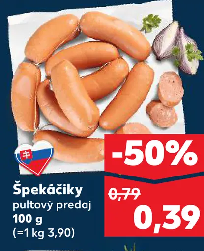 Neznáma značka Špekáčiky pultový predaj