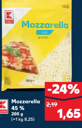 Mozzarella strúhaná 45%