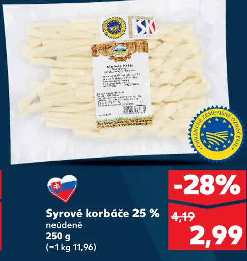 Syrové korbáče 25 % neúdené