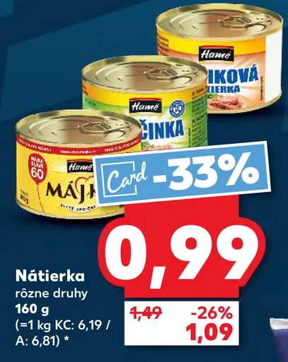 Hamé nátierka rôzne druhy