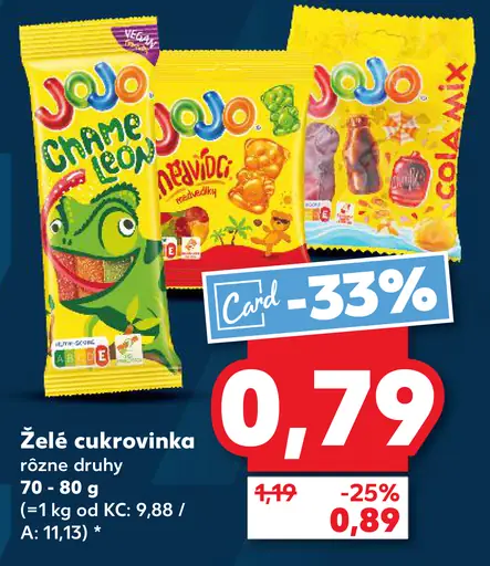 Jojo želé cukrovinka rôzne druhy