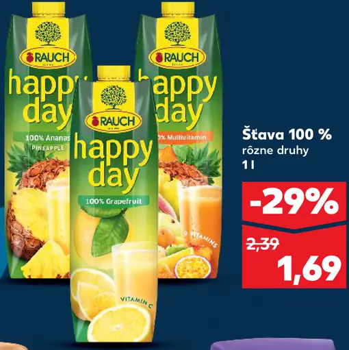 Rauch Happy Day 100 % šťava rôzne druhy