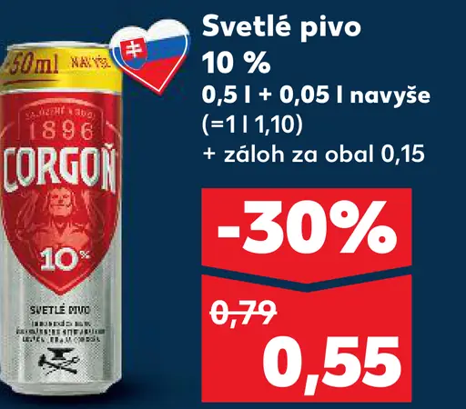 Corgoň 10% svetlé výčapné pivo plechovka