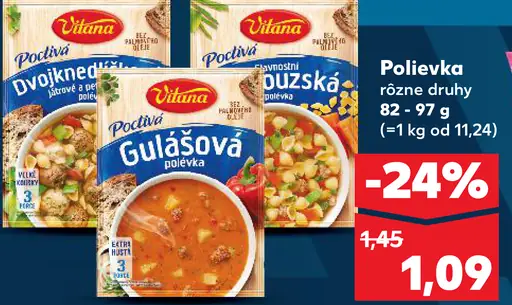Vitana/Podravka polievka rôzne druhy