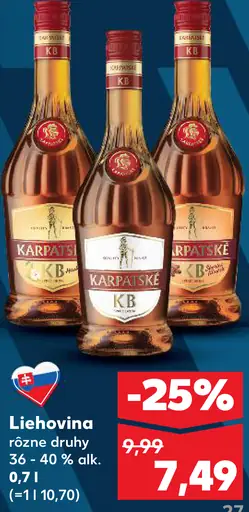 Karpatské KB liehovina rôzne druhy
