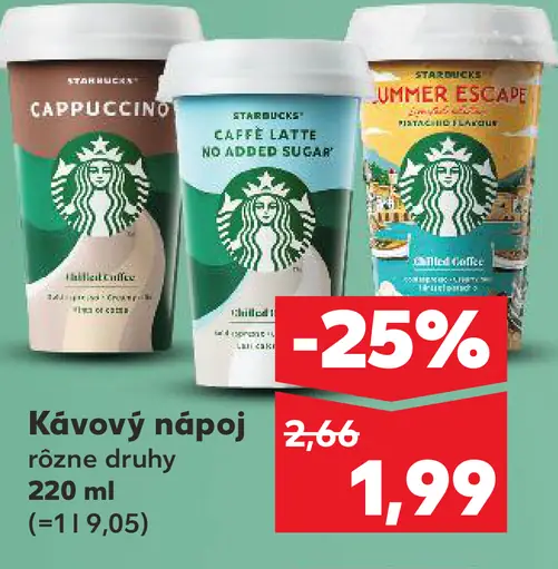 Starbucks kávový nápoj rôzne druhy