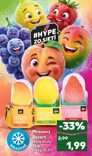 Frozen mrazený dezert rôzne druhy