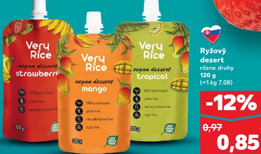 Very Rice vegán dezert strawberry / mango / tropical