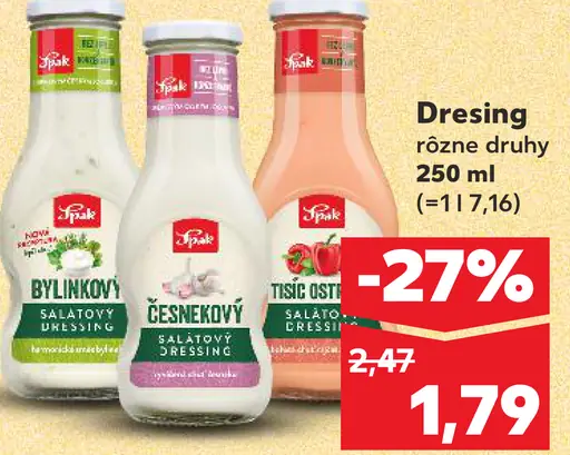 Spak dresing rôzne druhy
