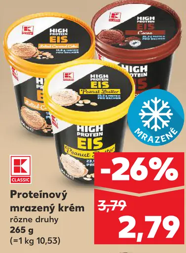 K-Classic proteínový mrazený krém rôzne druhy