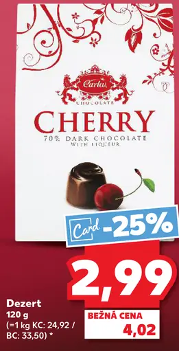 Carla Cherry dezert 70 % dark chocolate with liqueur