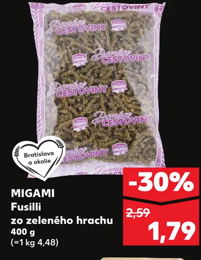 Migami fusilli zo zeleného hrachu