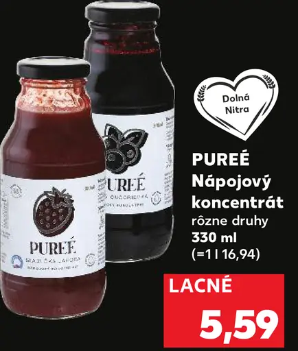 Purée nápojový koncentrát, rôzne druhy