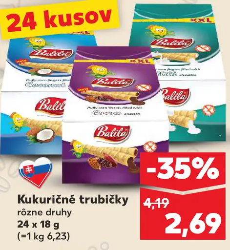 Balilta kukuričné trubičky rôzne druhy