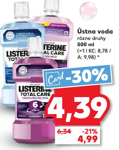 Listerine ústna voda Total Care rôzne druhy