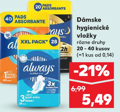 Always Dámske hygienické vložky